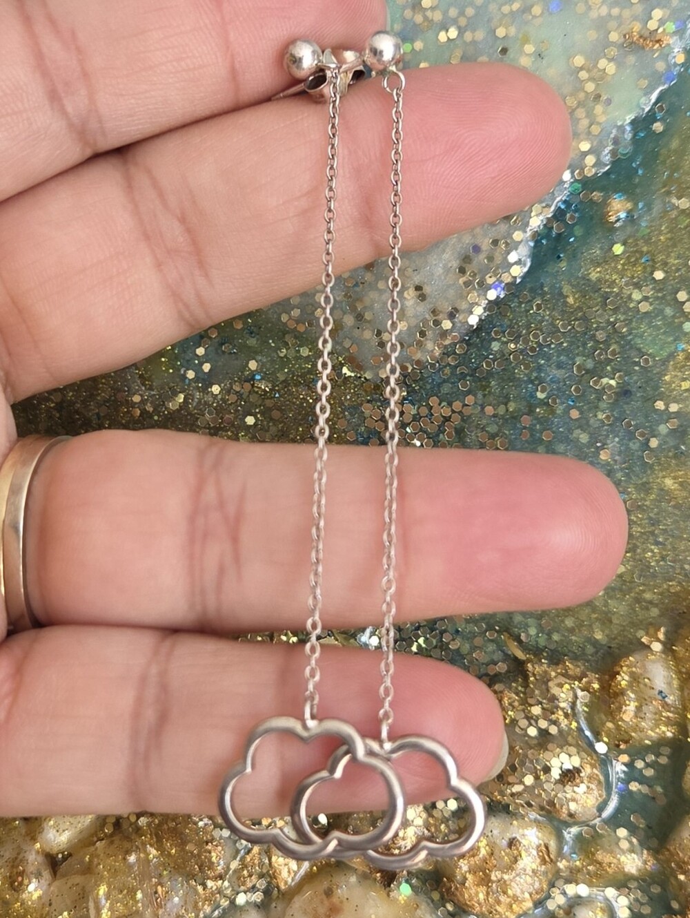 Delicate Cloud Drop Earrings in Silver